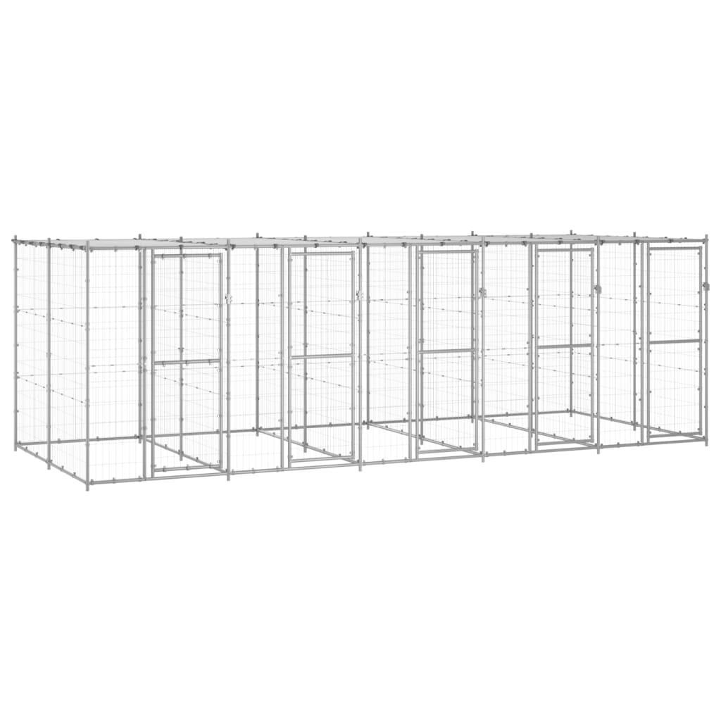Outdoor-Hundezwinger Mit Überdachung Verzinkter Stahl 29,04 M²