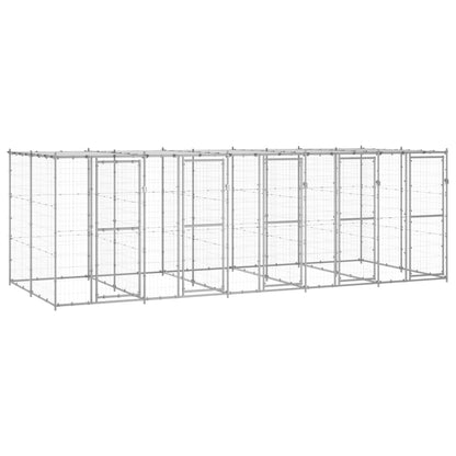 Outdoor-Hundezwinger Mit Überdachung Verzinkter Stahl 29,04 M²