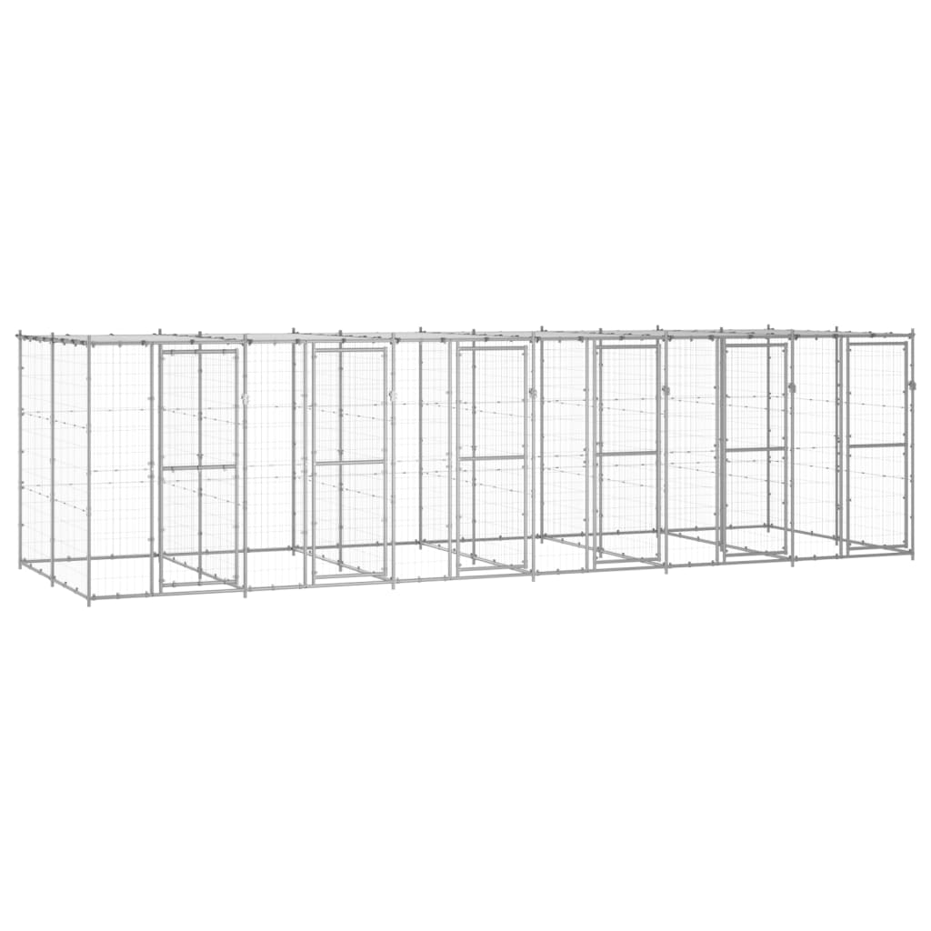 Outdoor-Hundezwinger Mit Überdachung Verzinkter Stahl 29,04 M²