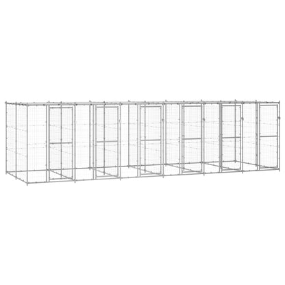 Outdoor-Hundezwinger Mit Überdachung Verzinkter Stahl 29,04 M²