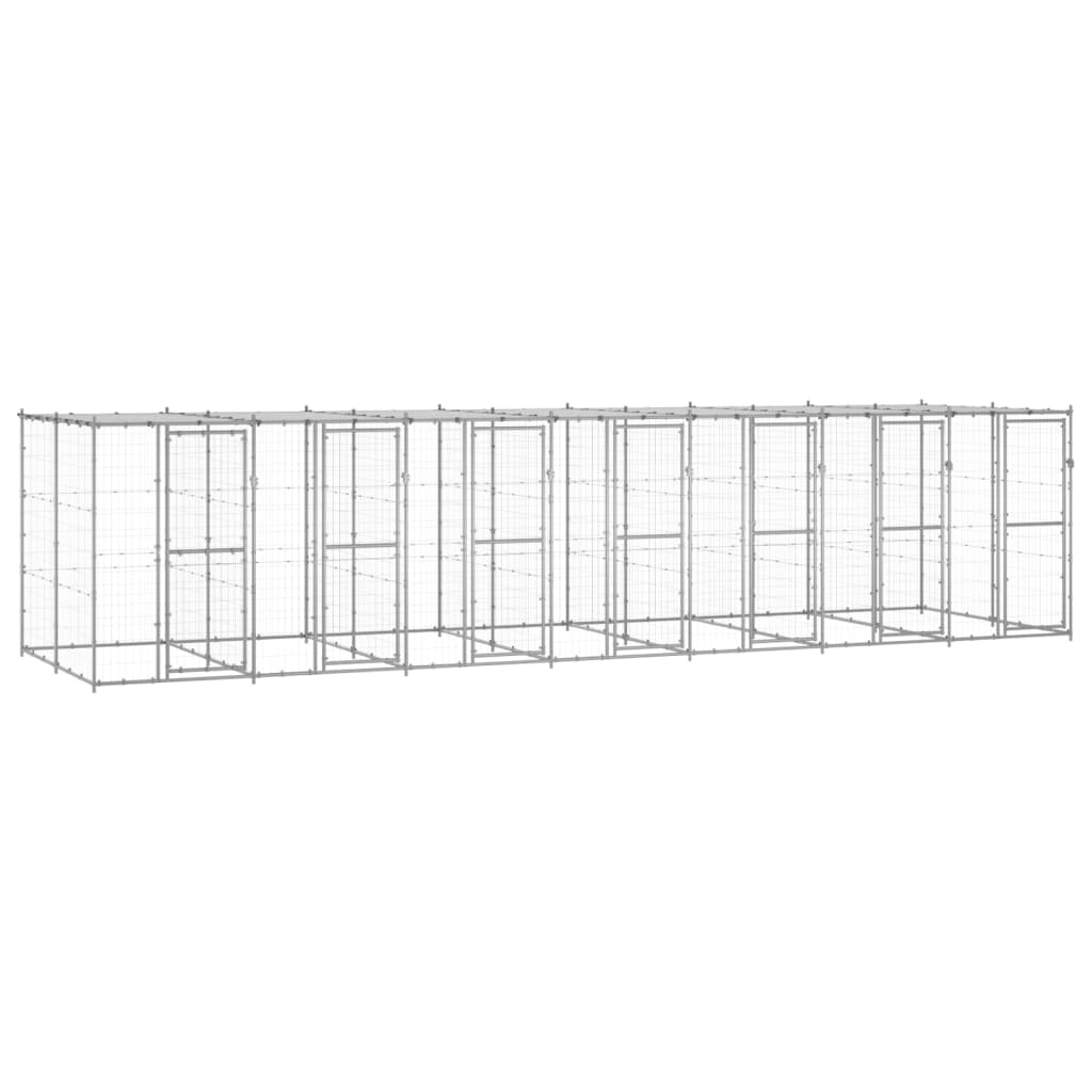 Outdoor-Hundezwinger Mit Überdachung Verzinkter Stahl 29,04 M²