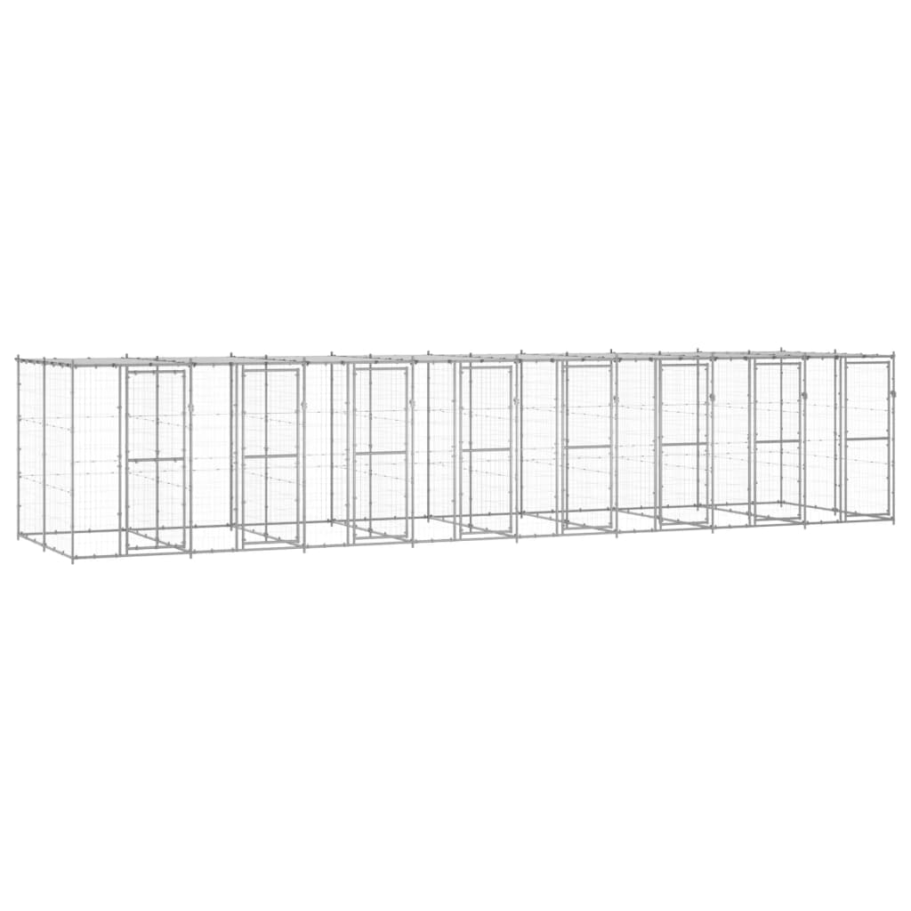 Outdoor-Hundezwinger Mit Überdachung Verzinkter Stahl 29,04 M²