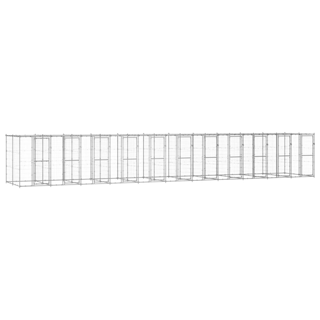 Outdoor-Hundezwinger Mit Überdachung Verzinkter Stahl 29,04 M²