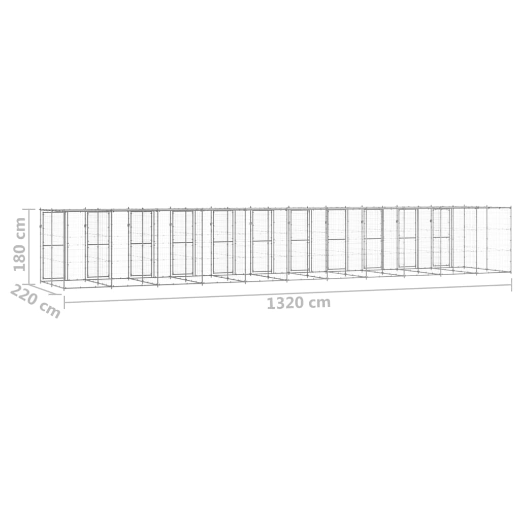 Outdoor-Hundezwinger Mit Überdachung Verzinkter Stahl 29,04 M²