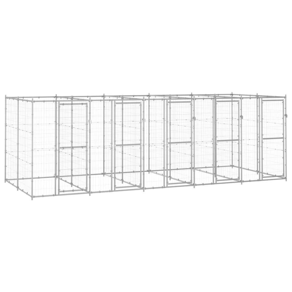 Outdoor-Hundezwinger Mit Überdachung Verzinkter Stahl 29,04 M²