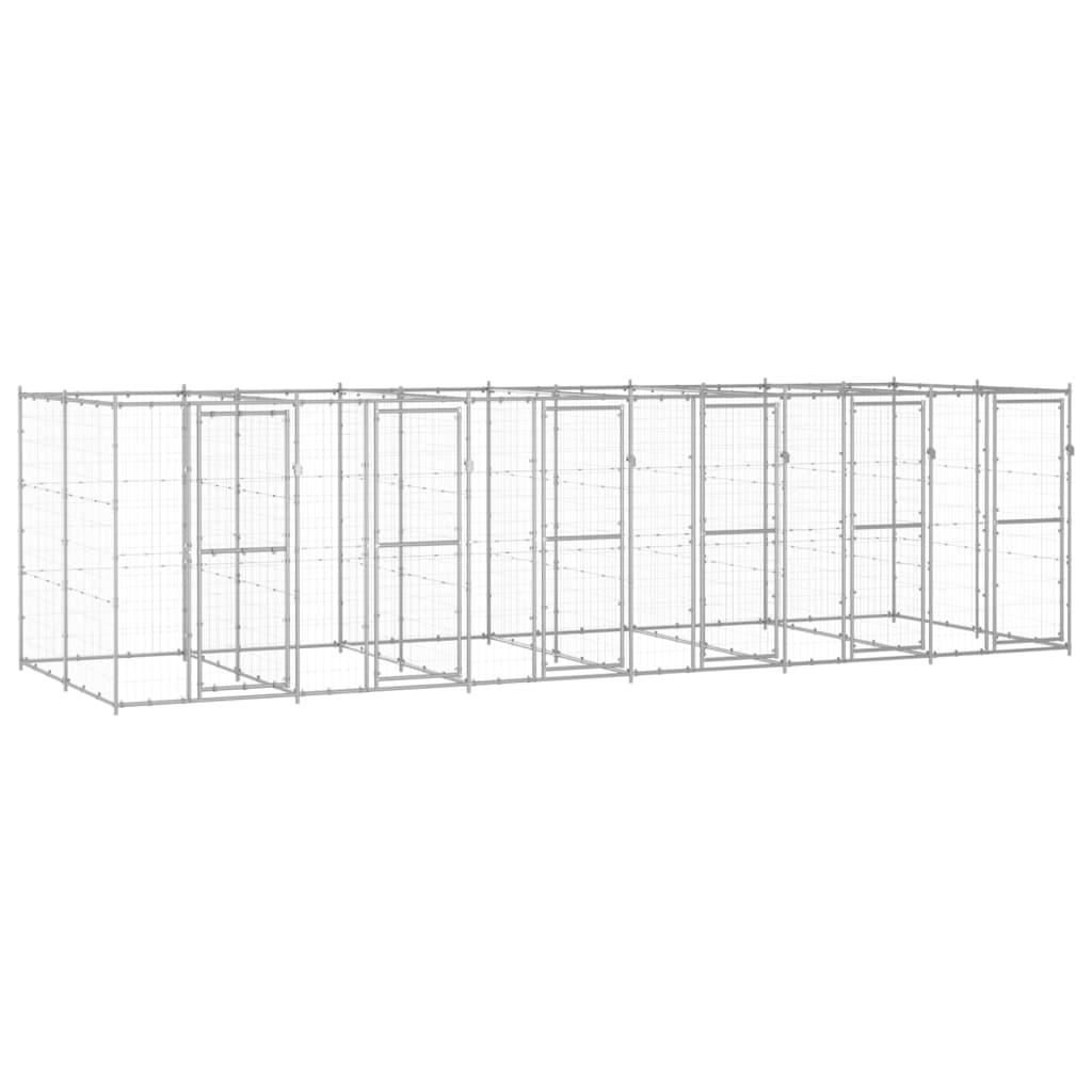 Outdoor-Hundezwinger Mit Überdachung Verzinkter Stahl 29,04 M²