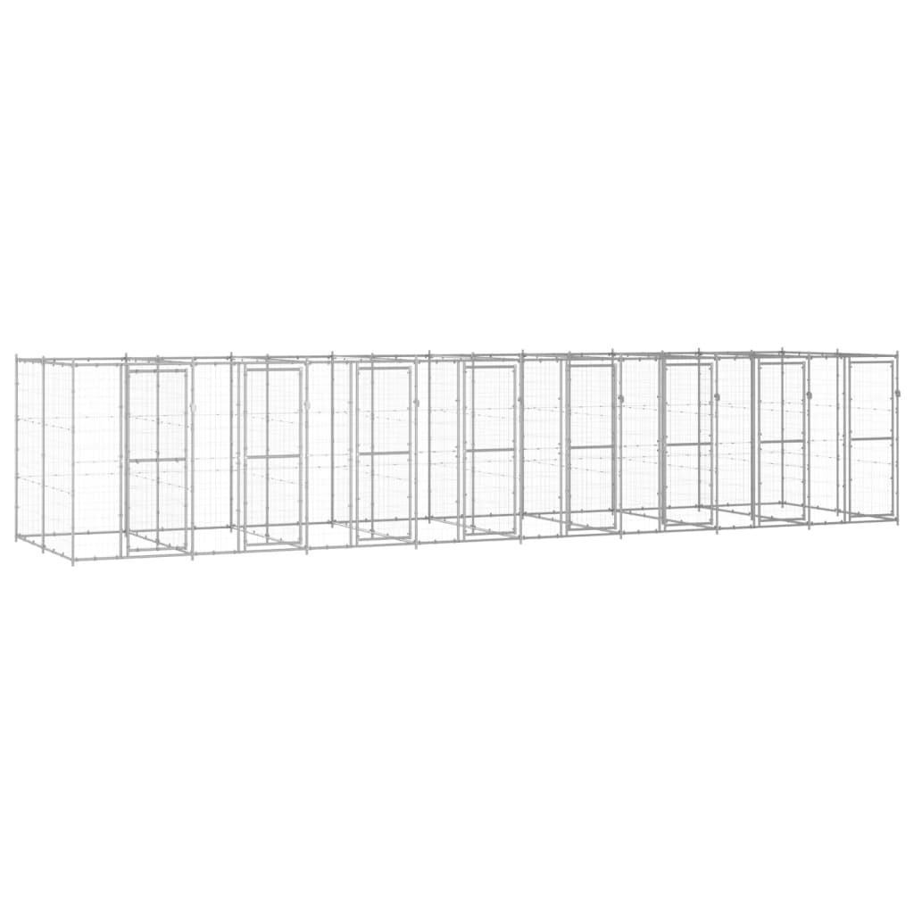 Outdoor-Hundezwinger Mit Überdachung Verzinkter Stahl 29,04 M²