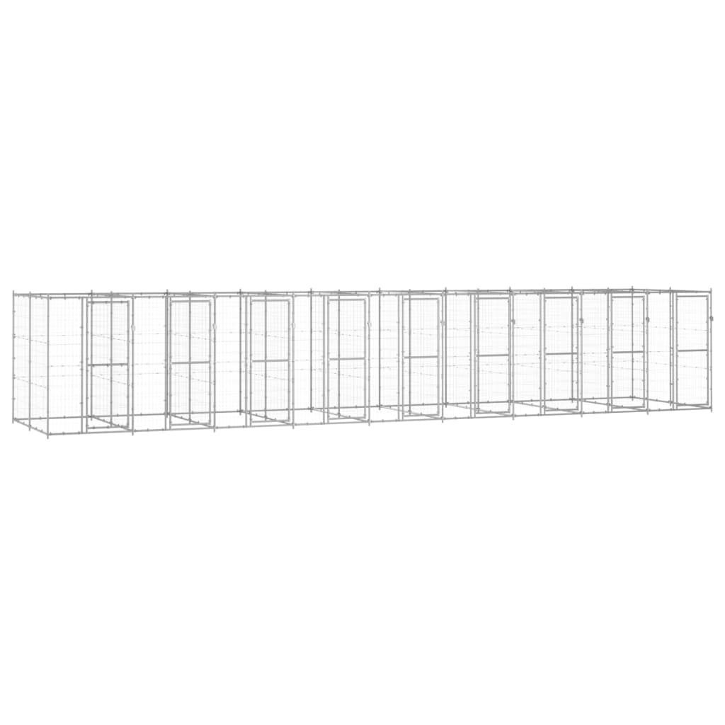 Outdoor-Hundezwinger Mit Überdachung Verzinkter Stahl 29,04 M²