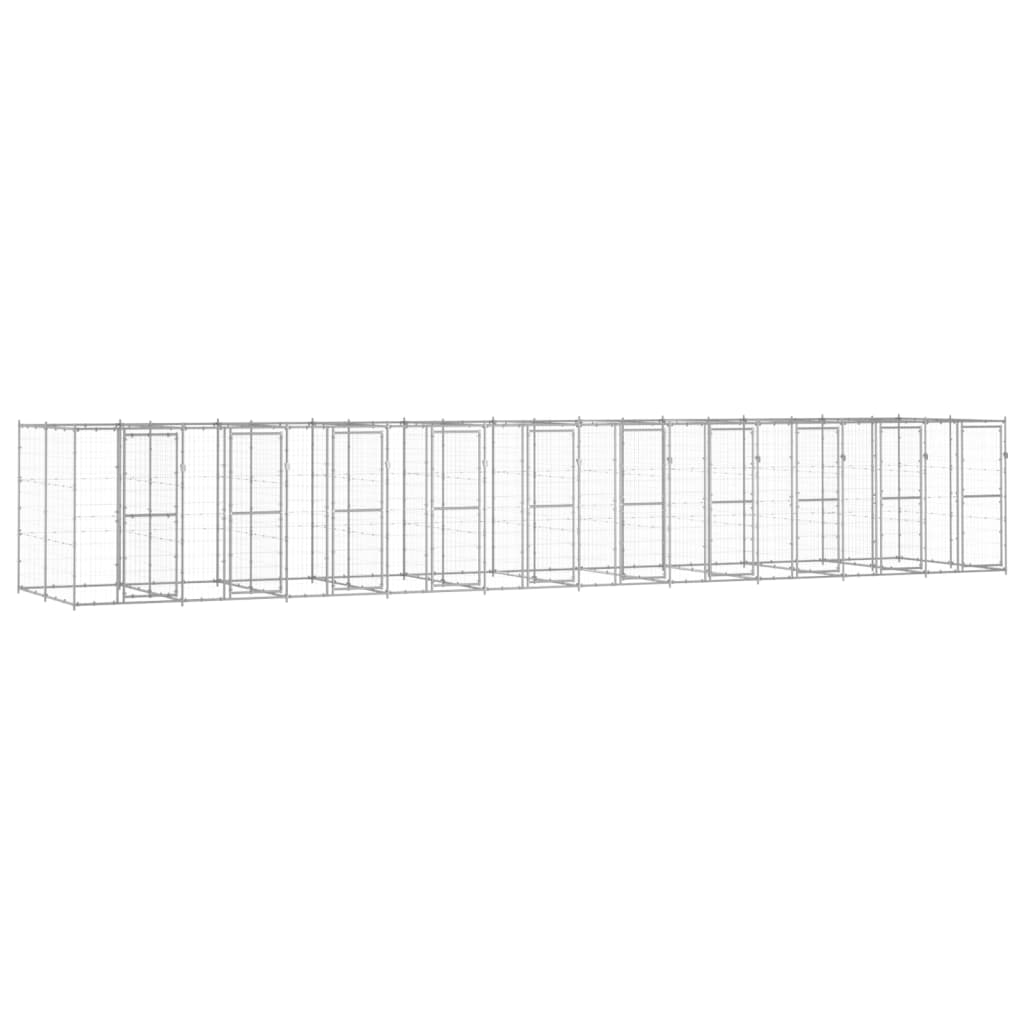 Outdoor-Hundezwinger Mit Überdachung Verzinkter Stahl 29,04 M²