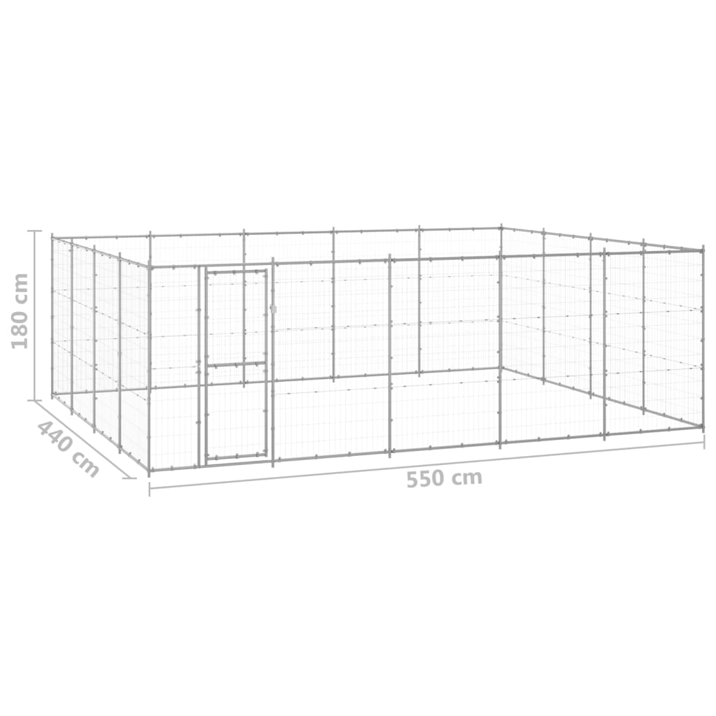 Outdoor-Hundezwinger Verzinkter Stahl 24,2 M²