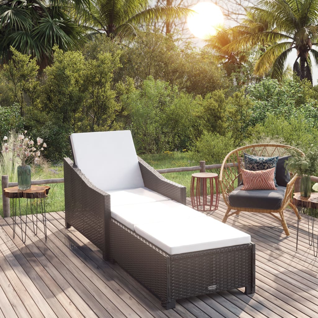 Sonnenliege Mit Dunkeler Auflage Poly Rattan