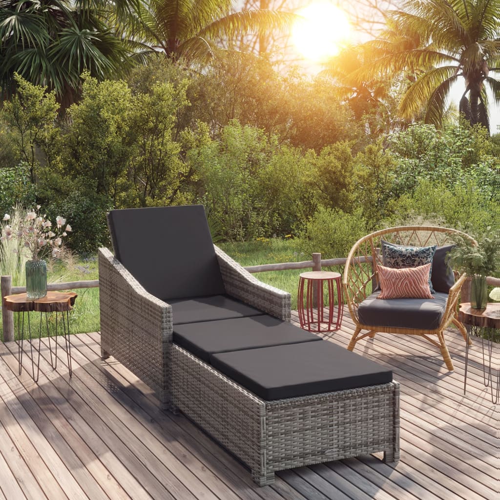 Sonnenliege Mit Dunkeler Auflage Poly Rattan