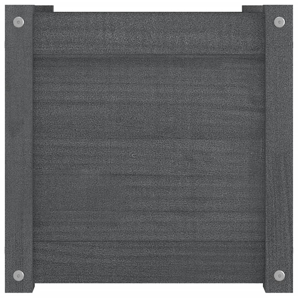 Pflanzkübel 2 Stk. Grau 40X40X40 Cm Massivholz Kiefer