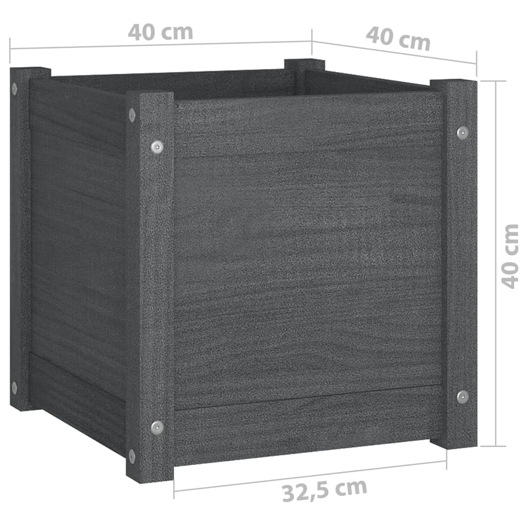 Pflanzkübel 2 Stk. Grau 40X40X40 Cm Massivholz Kiefer