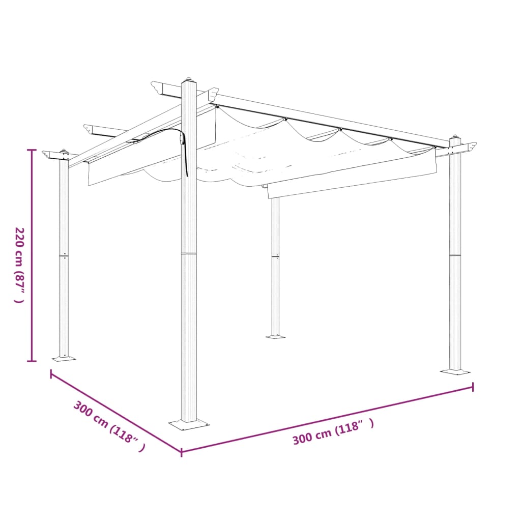 Pavillon Mit Ausziehbarem Dach 3X3 M
