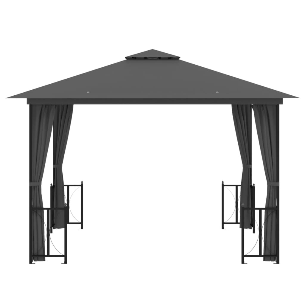 Pavillon Mit Seitenwänden & Doppeldach 3X3 M