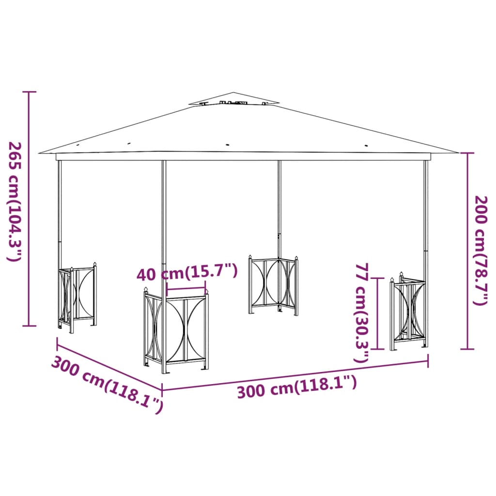 Pavillon Mit Seitenwänden & Doppeldach 3X3 M