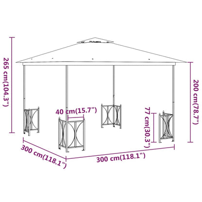 Pavillon Mit Seitenwänden & Doppeldach 3X3 M