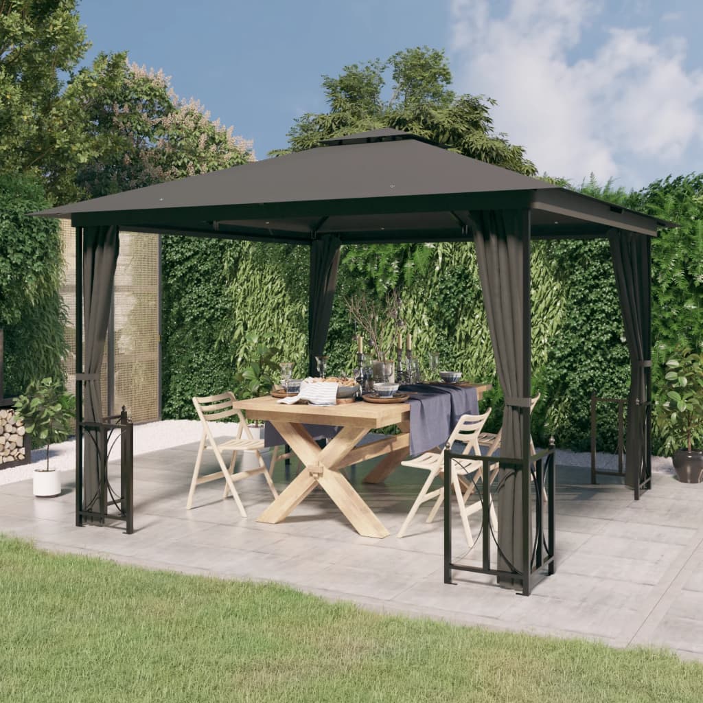 Pavillon Mit Seitenwänden & Doppeldach 3X3 M