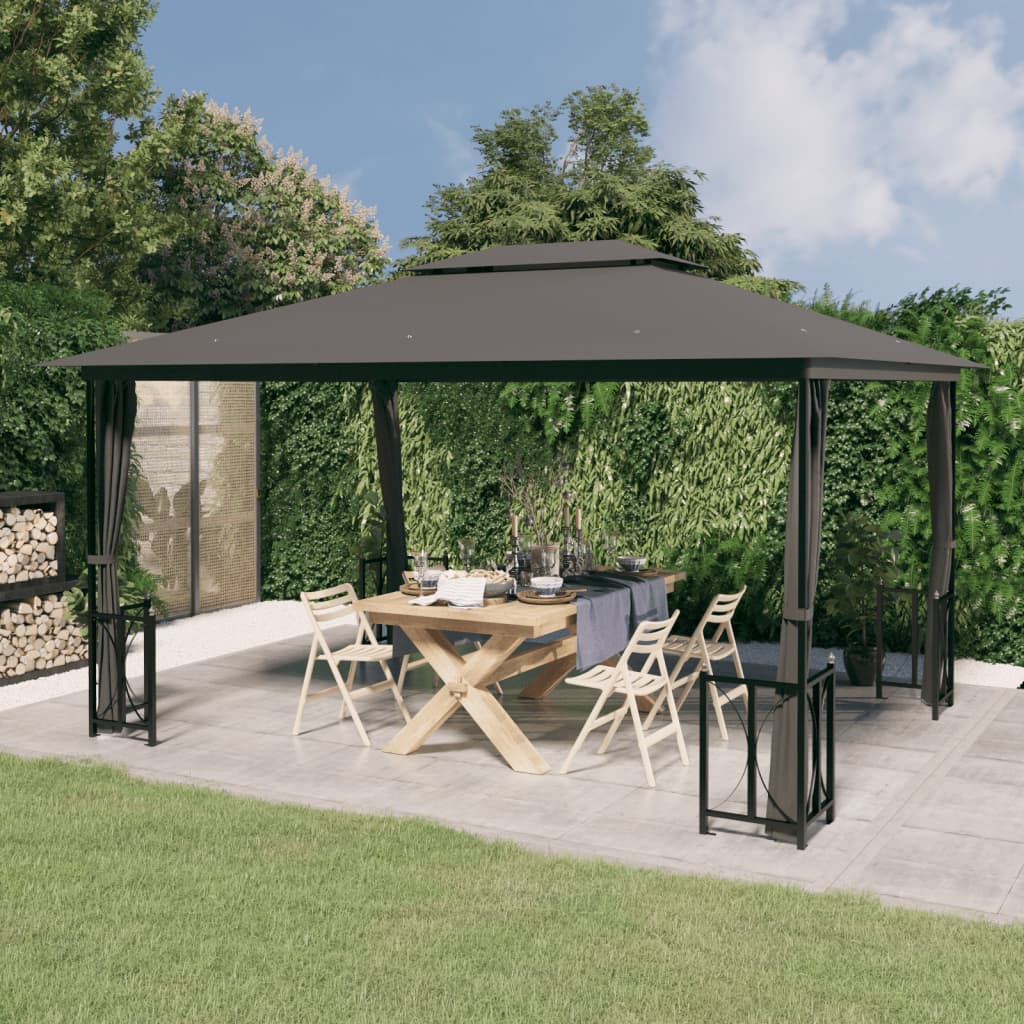 Pavillon Mit Seitenwänden & Doppeldach 3X3 M