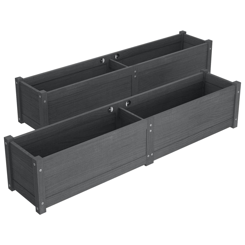 Garten-Hochbeete 2 Stk. 150X31X31 Cm Massivholz Kiefer