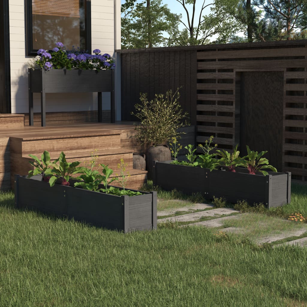 Garten-Hochbeete 2 Stk. 150X31X31 Cm Massivholz Kiefer