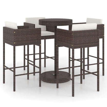 5-Tlg. Gartenbar-Set Mit Kissen Poly Rattan