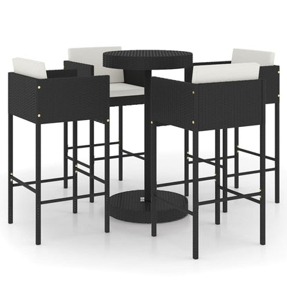 5-Tlg. Gartenbar-Set Mit Kissen Poly Rattan