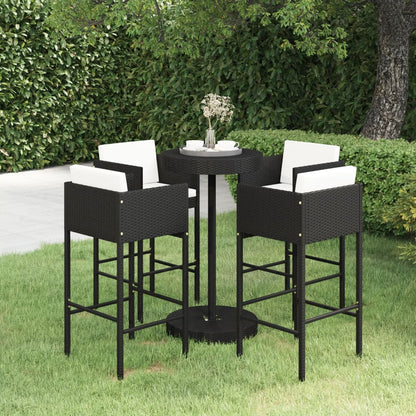 5-Tlg. Gartenbar-Set Mit Kissen Poly Rattan