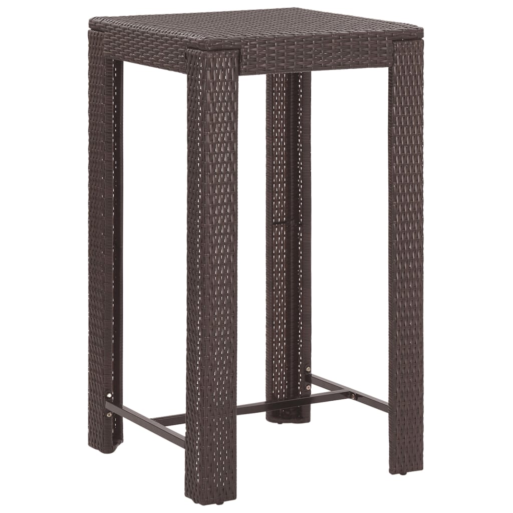 3-Tlg. Gartenbar-Set Mit Kissen Poly Rattan