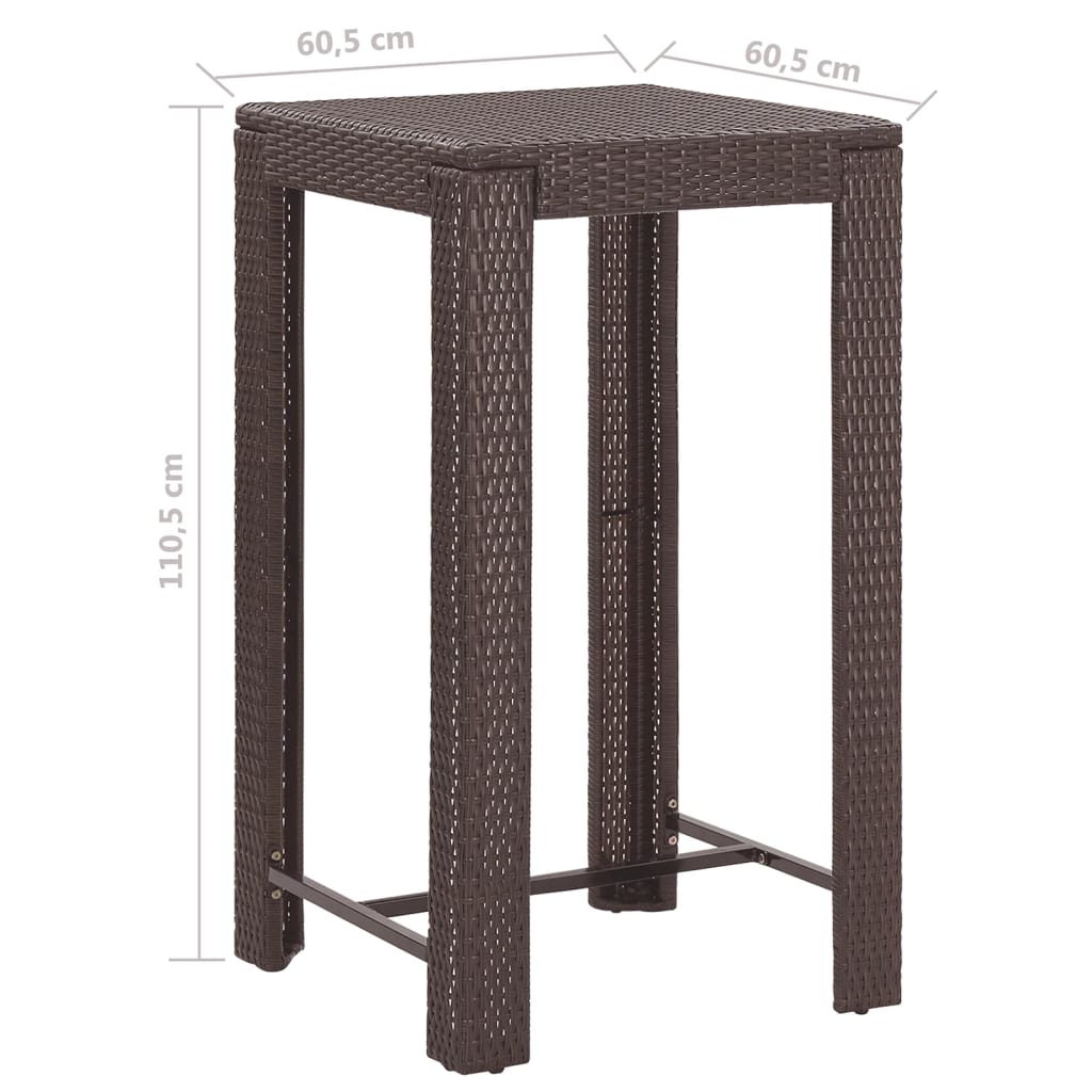 3-Tlg. Gartenbar-Set Mit Kissen Poly Rattan