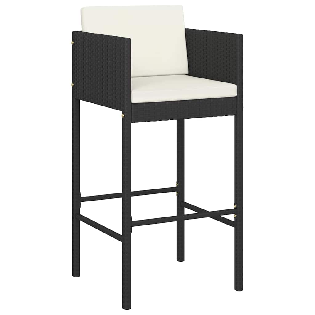 3-Tlg. Gartenbar-Set Mit Kissen Poly Rattan