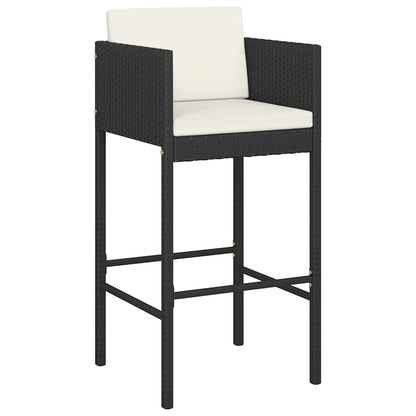 3-Tlg. Gartenbar-Set Mit Kissen Poly Rattan