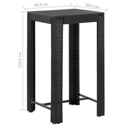 3-Tlg. Gartenbar-Set Mit Kissen Poly Rattan