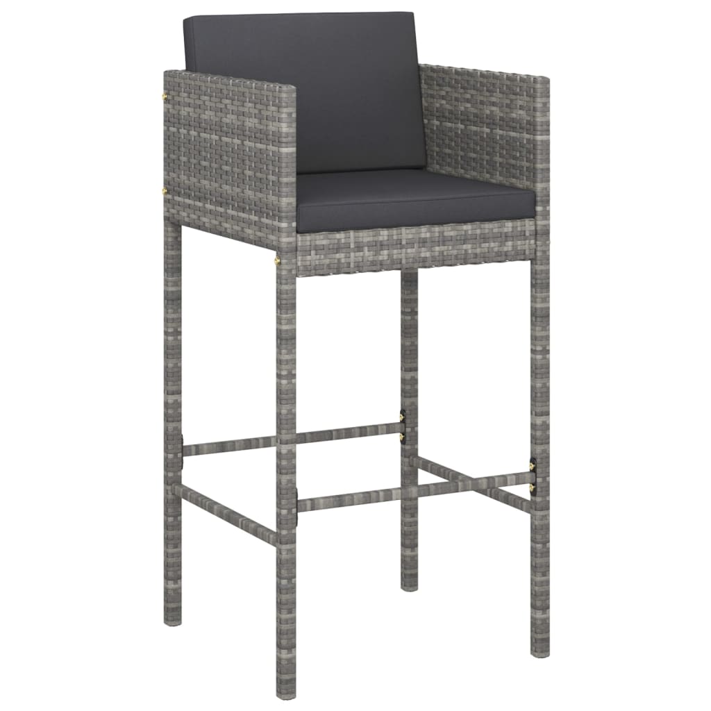 3-Tlg. Gartenbar-Set Mit Kissen Poly Rattan