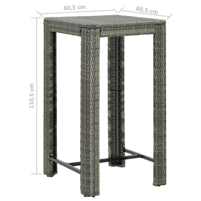 3-Tlg. Gartenbar-Set Mit Kissen Poly Rattan