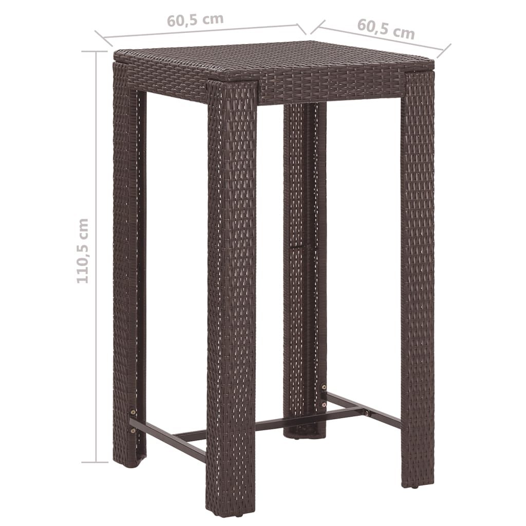 5-Tlg. Gartenbar-Set Mit Kissen Poly Rattan