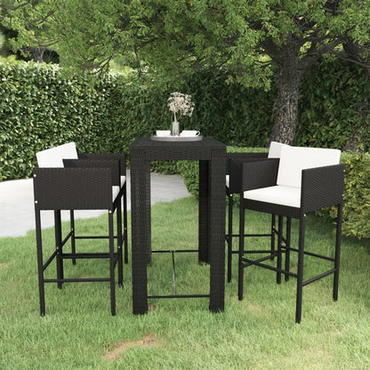 5-Tlg. Gartenbar-Set Mit Kissen Poly Rattan