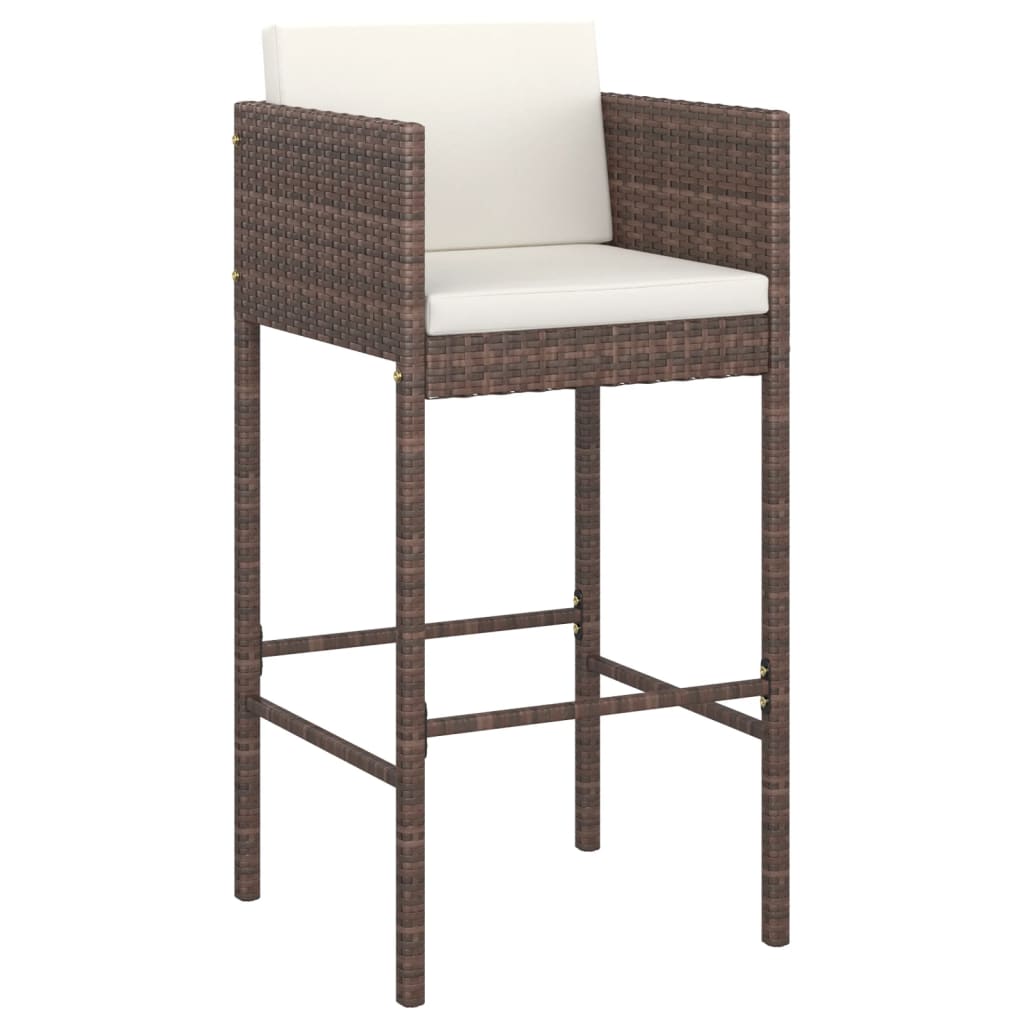 3-Tlg. Gartenbar-Set Mit Kissen Poly Rattan