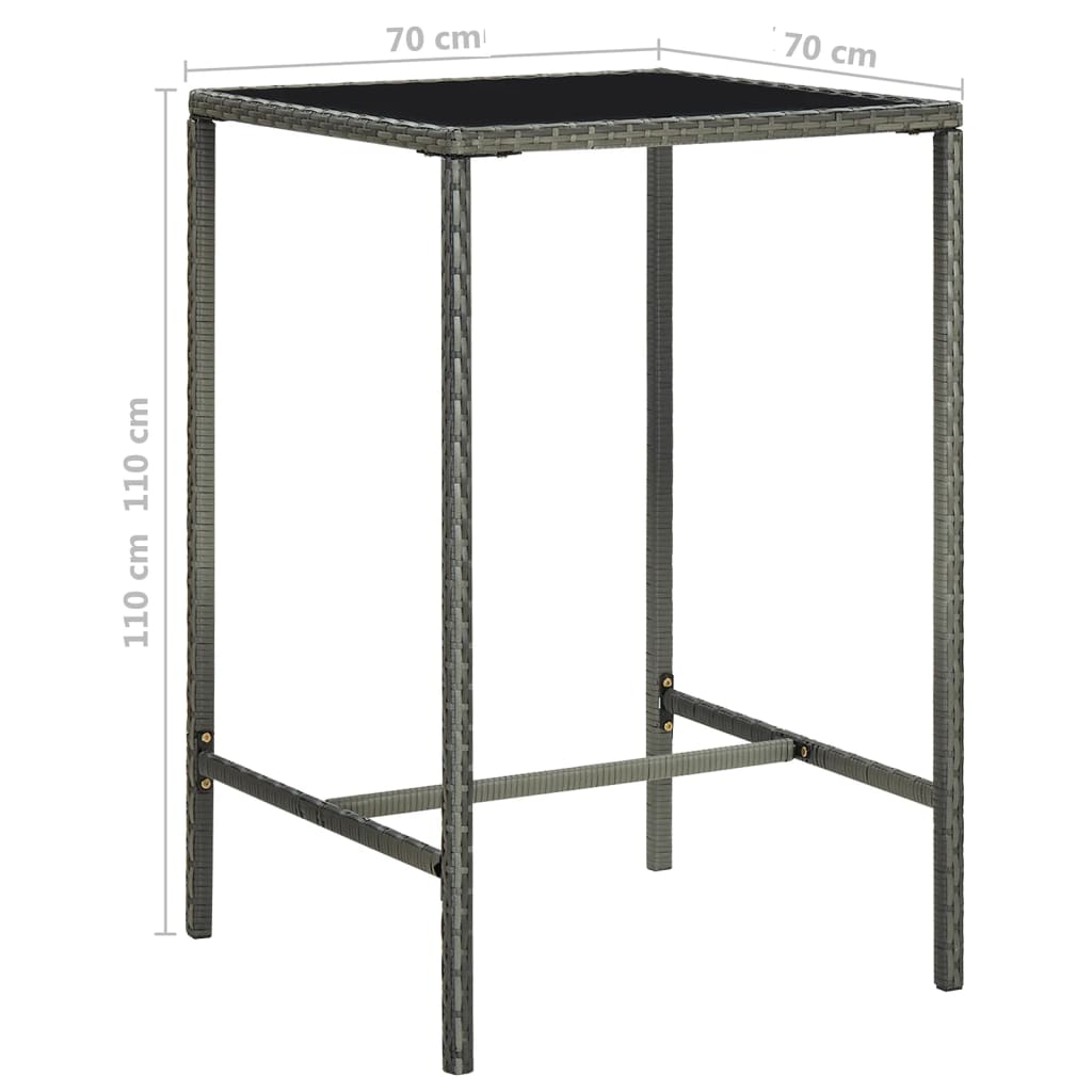 3-Tlg. Gartenbar-Set Mit Kissen Poly Rattan