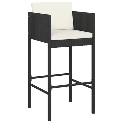 5-Tlg. Gartenbar-Set Mit Kissen Poly Rattan Schwarz
