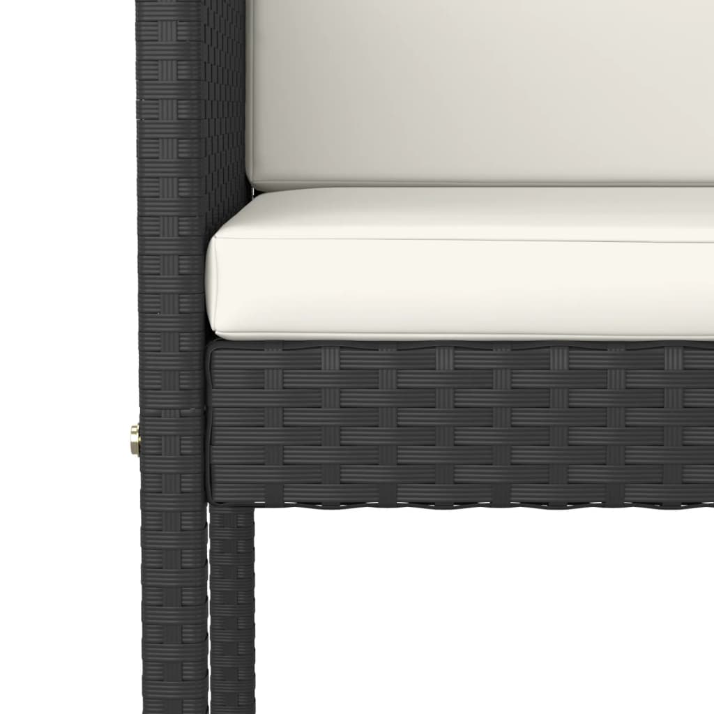 5-Tlg. Gartenbar-Set Mit Kissen Poly Rattan Schwarz