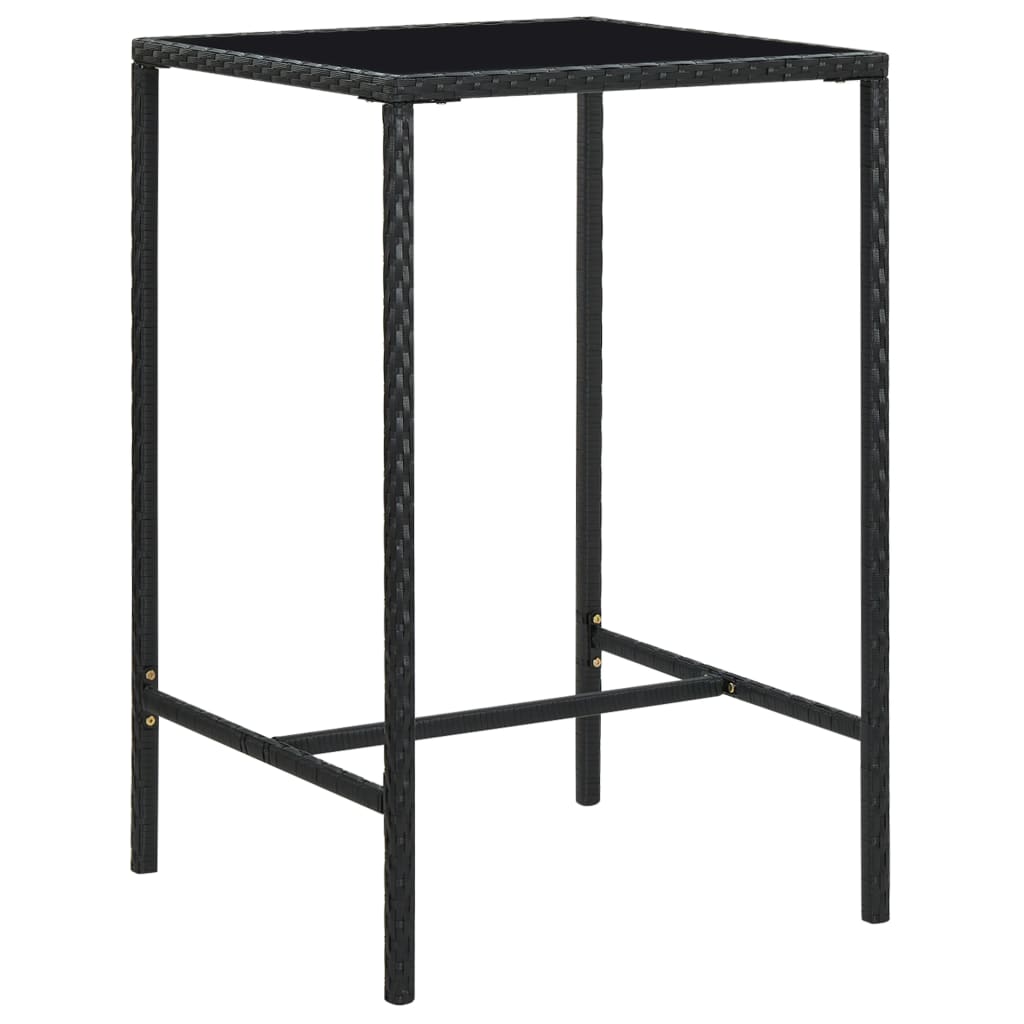 5-Tlg. Gartenbar-Set Mit Kissen Poly Rattan Schwarz