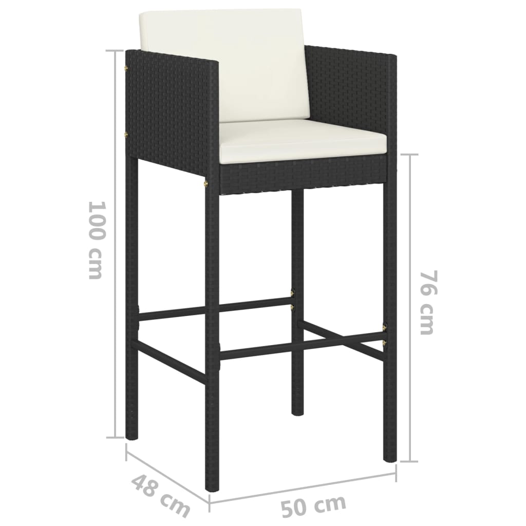 5-Tlg. Gartenbar-Set Mit Kissen Poly Rattan Schwarz