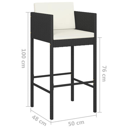 5-Tlg. Gartenbar-Set Mit Kissen Poly Rattan Schwarz