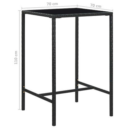 5-Tlg. Gartenbar-Set Mit Kissen Poly Rattan Schwarz