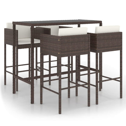 5-Tlg. Gartenbar-Set Mit Kissen Poly Rattan