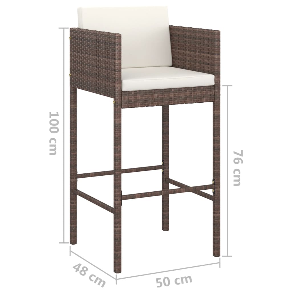 5-Tlg. Gartenbar-Set Mit Kissen Poly Rattan