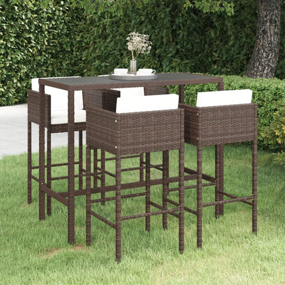 5-Tlg. Gartenbar-Set Mit Kissen Poly Rattan