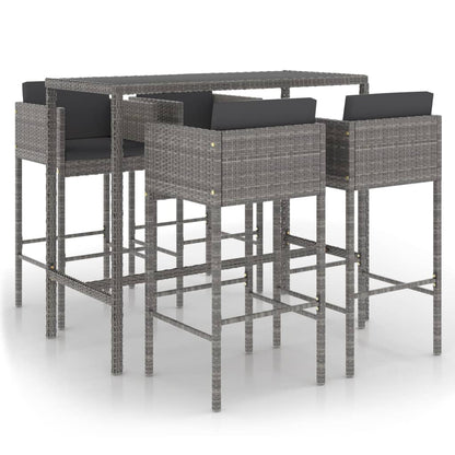 5-Tlg. Gartenbar-Set Mit Kissen Poly Rattan